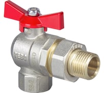 Кран шаровой полный проход c накидной гайкой TEBO ВН/НАР угловой 3/4" бабочка T-КШ.452.34.КБ.CN