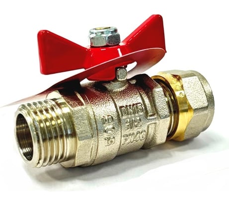 Кран шаровой под обжим TEBO НАР 16x1/2" бабочка T-КШ.О.505.1612.КБ.CN