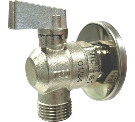 Кран шаровой для сантехнических приборов угловой TEBO НАР/НАР 1/2"х1/2" с отражателем T-КШ.С.555.1212.ХР.CN