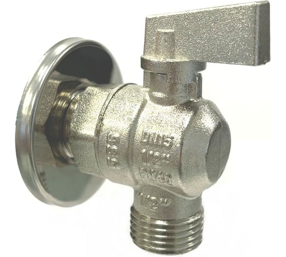 Кран шаровой для сантехнических приборов угловой TEBO НАР/НАР 1/2"х1/2" с отражателем T-КШ.С.555.1212.ХР.CN