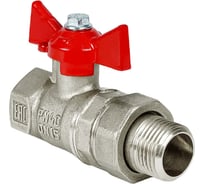 Кран шаровой для воды Valfex N/P59 1/2" ВР/НР с амер, бабоч, латунный никелированный, 11Б27фт1М (80/20) VF.227.NB1.012.N/P59.Bir