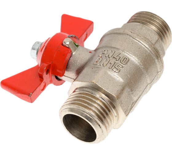 Кран шаровой для воды Valfex N/P59 1/2" НР/НР руч. бабочка, латунный никелированный 11Б27фт1М(96/24) VF.219.NB1.012.N/P59.Bir