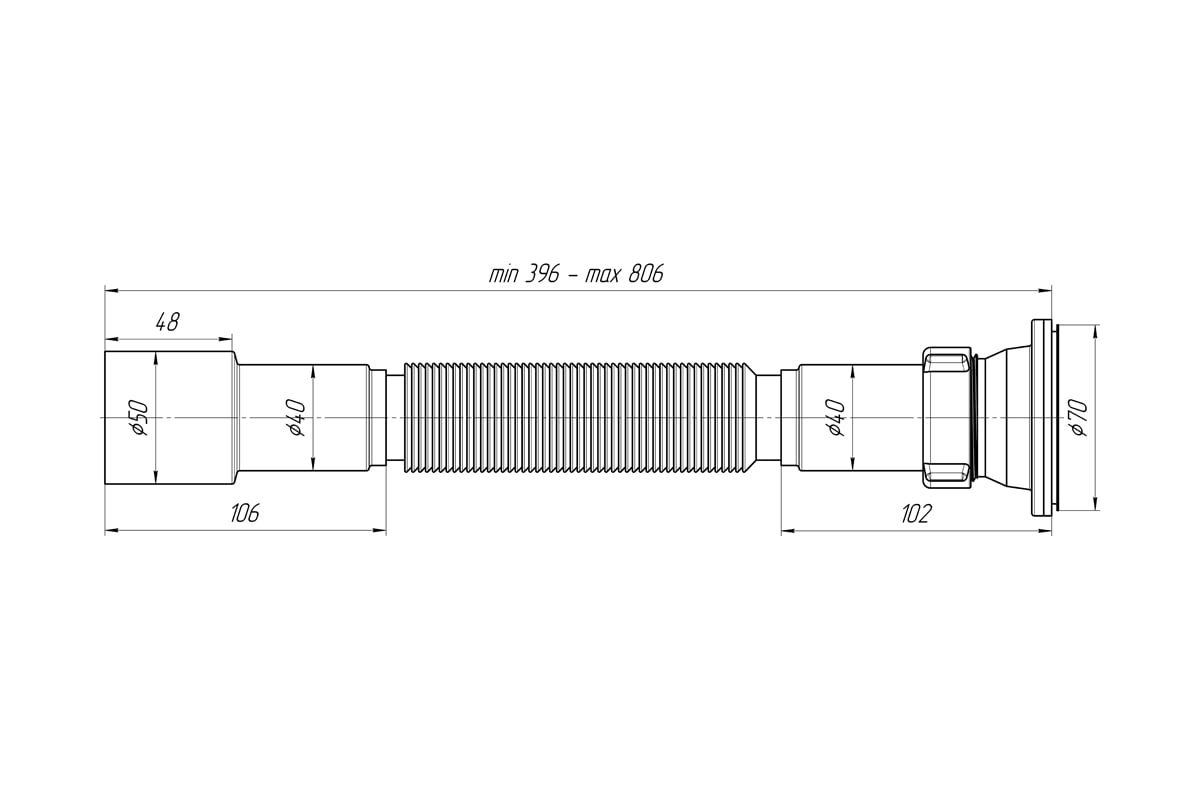 Сифон для мойки Гофра АНИ Пласт, 1 1/2x40/50, нержавеющая сетка G106 ...
