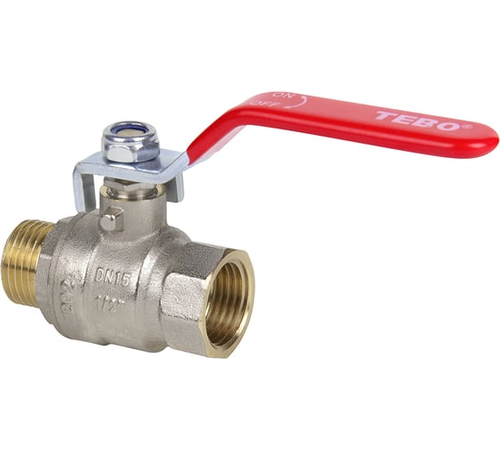Кран шаровой TEBO полный проход ВН/НАР 1.1/4" ручка T-КШ.202.114.КР.CN