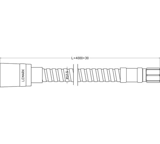Шланг гибкий для лейки смесителя на борт ванны Lemark 4 м, 1/2-F(М12), EPDM-сталь, пакет LE8057S