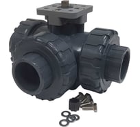Трехходовой шаровой кран TECHNO 3040T-PVC ПВХ, под привод DN40, рабоч. темп. -10~50C 655340