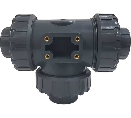 Трехходовой шаровой кран TECHNO 3040T-PVC ПВХ, под привод DN40, рабоч. темп. -10~50C 655340