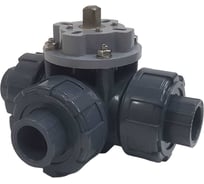 Трехходовой шаровой кран TECHNO 3020T-PVC ПВХ, под привод DN20, рабоч. темп. -10~50C 655320