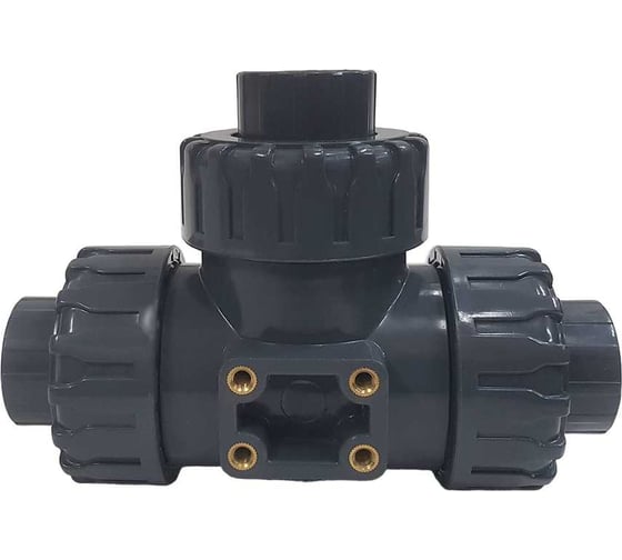 Трехходовой шаровой кран TECHNO 3025T-PVC ПВХ, под привод DN25, рабоч. темп. -10~50C 655325