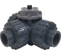 Трехходовой шаровой кран TECHNO 3032T-PVC ПВХ, под привод DN32, рабоч. темп. -10~50C 655332