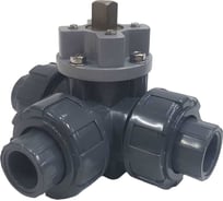 Трехходовой шаровой кран TECHNO 3015T-PVC ПВХ, под привод DN15, рабоч. темп. -10~50C 655315