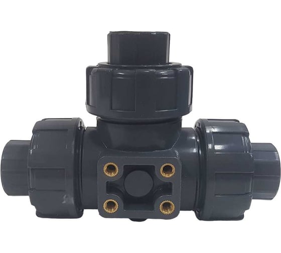 Трехходовой шаровой кран TECHNO 3015T-PVC ПВХ, под привод DN15, рабоч. темп. -10~50C 655315