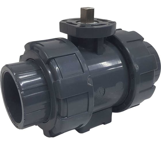 Двухходовой шаровой кран TECHNO 2050-PVC ПВХ, под привод DN50, рабоч. темп. -10~60C 655250