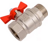 Кран шаровой Valfex N/P59 бирка для воды, 3/4" ВР/НР, ручка-бабочка, латунный, никелированный 11Б27фт1М(72/18) VF.218.NB1.034.N/P59.Bir