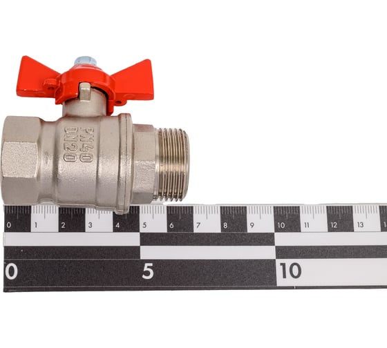 Кран шаровой Valfex N/P59 бирка для воды, 3/4" ВР/НР, ручка-бабочка, латунный, никелированный 11Б27фт1М(72/18) VF.218.NB1.034.N/P59.Bir