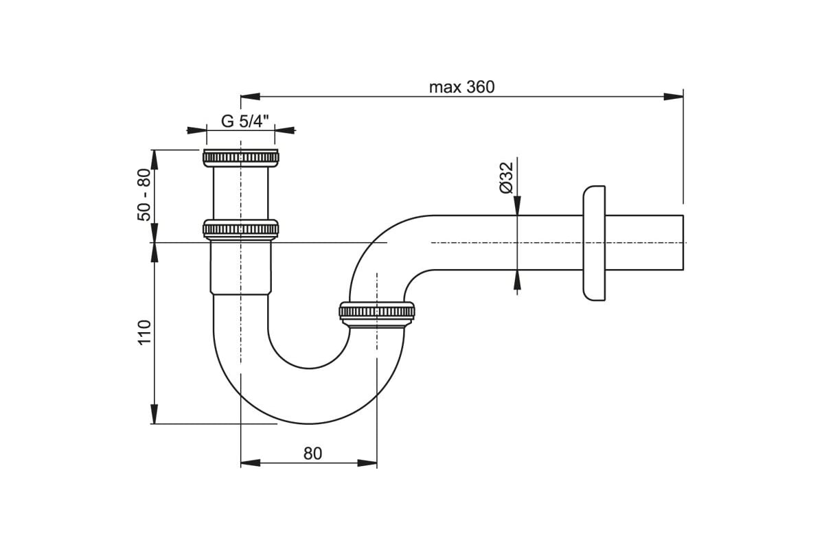 Сифон для умывальника RAVAK U-образный, хром 00000031265 - выгодная ...
