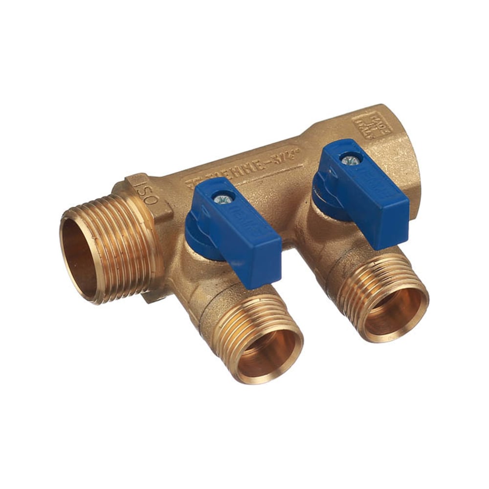 Коллектор Tiemme Nino НВ, 3/4", с кранами, 3 выхода, 1/2", Н 36 мм ...