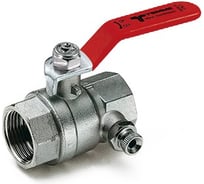 Кран шаровой Tiemme ВВ 3/4 с заглушкой 1/4 и дренажным вентилем, ручка 2980003