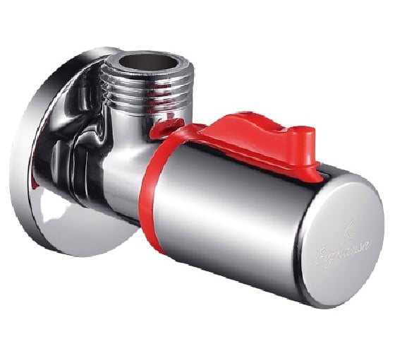Угловой кран Elghansa 1/2, красная вставка RoundLine VK-034-red