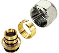 Соединитель Tiemme обжим, В 16, 2.25х3/4 ЕК для металлопластиковой трубы, коллекторов, никелированный 1440055