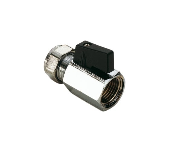 Кран Tiemme мини, обжим, В 16х1/2, флажок черный SMALL 2900041 1