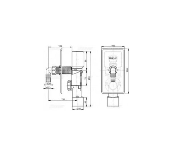 Сифон для стиральной машины Alcadrain с выходом 40/50 мм, скрытый ...