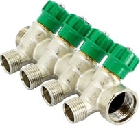 Никелированный коллектор Tiemme НВ 1" 2х1/2 х16 Н 36мм с вентилями 1840007