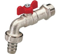Садовый кран Tiemme серия 2520 шаровой, Н 1/2, со штуцером, бабочка 2500007
