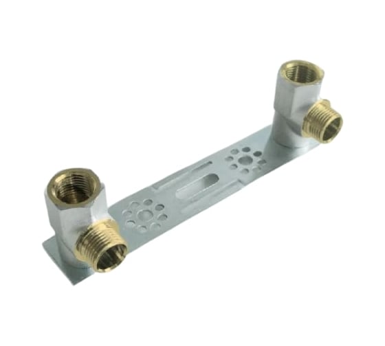 Двойная водорозетка Tiemme ВН 1/2"х3/4 ЕК на планке, никелированная 1640043