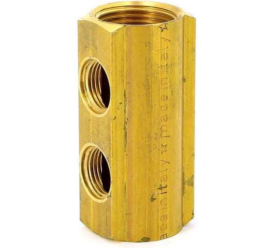 Магистральный коллектор Tiemme ВВ 3/4" 2x1/2" В 50мм с отверстием 3/8 для воздухоотводчика 1970026