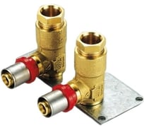 Двойная водорозетка Tiemme пресс 16х15 на планке, H 53мм, межосевое расстояние 35мм 1650376