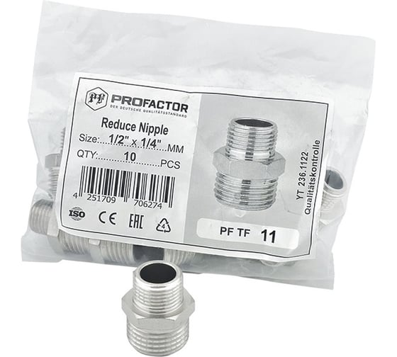 Бочонок переходной никелированный PROFACTOR 1/2" х 1/4" PF TF 11