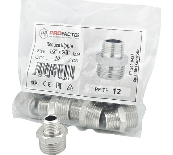 Бочонок переходной никелированный PROFACTOR 1/2" х 3/8" PF TF 12