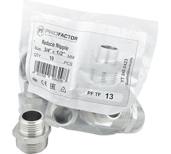 Бочонок переходной никелированный PROFACTOR 3/4" х 1/2" PF TF 13