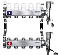 Коллекторная группа для отопления в сборе TEBO из нержавеющей стали, 1"х3/4", 4 выхода T-КГ.200.1.4.34.CN