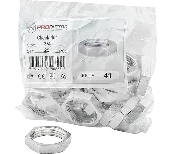 Контргайка PROFACTOR никелированная 3/4" PF TF 41