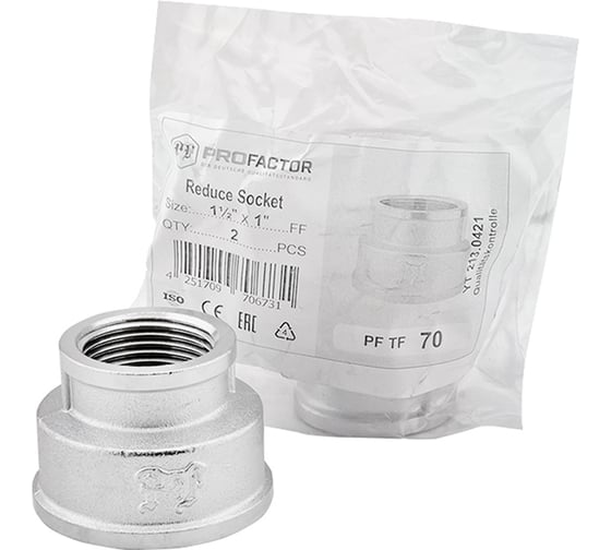 Муфта переходная никелированная PROFACTOR 1 1/2" х 1" PF TF 70