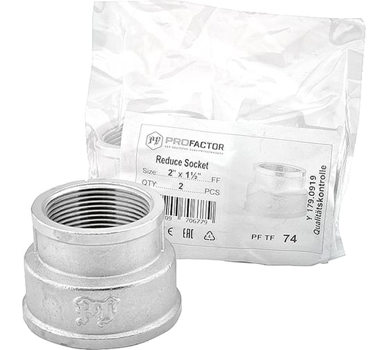 Муфта переходная никелированная PROFACTOR 2" х 1 1/2" PF TF 74