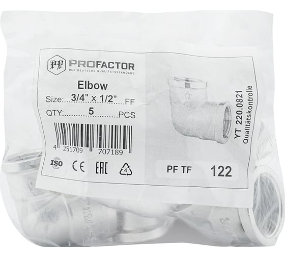 Уголок никелированный PROFACTOR в/в 3/4" х 1/2" PF TF 122