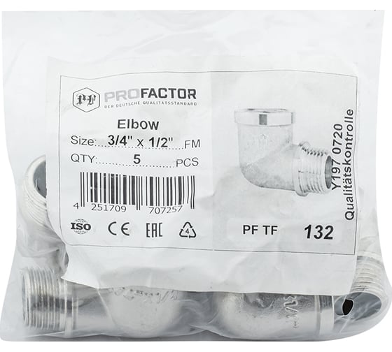 Уголок с ребордой никелированный PROFACTOR в/н 3/4" х 1/2" PF TF 132