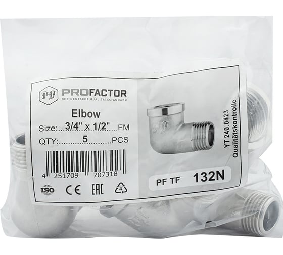 Уголок никелированный PROFACTOR в/н 3/4" х 1/2" PF TF 132N