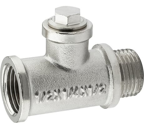 Тройник никелированный PROFACTOR под манометр/термометр, в/в/н 1/2" х 1/4" х 1/2" PF TF 169