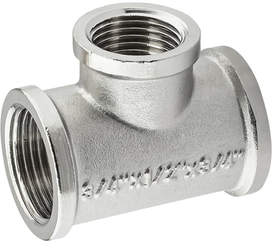 Тройник никелированный PROFACTOR в/в/в 3/4" х 1/2" х 3/4" PF TF 152