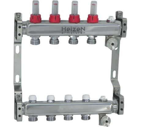 Коллекторная группа 1 Heizen нержавеющая сталь, 4 выхода на 3/4, IVR 802 180222504