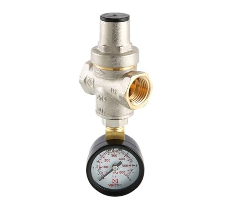 Редуктор давления Valtec поршневой, с манометром, от 1 до 5.5 бар, 1/2 VT.088.N.0455