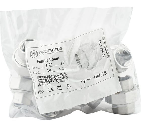 Муфта разъемная никелированная PROFACTOR в/в 1/2" PF TF 184.15