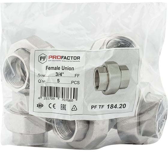 Муфта разъемная никелированная PROFACTOR в/в 3/4" PF TF 184.20