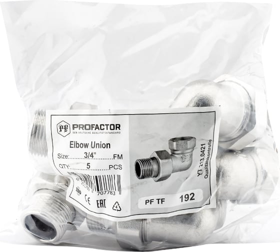 Соединение с полусгоном угловое PROFACTOR американка никелированная в/н 3/4" PF TF 192