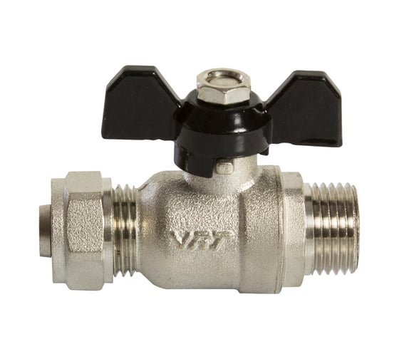 Кран шаровой для металлополимерной трубы VRT 1/2''х16. внутренняя/цанга, никель 528742