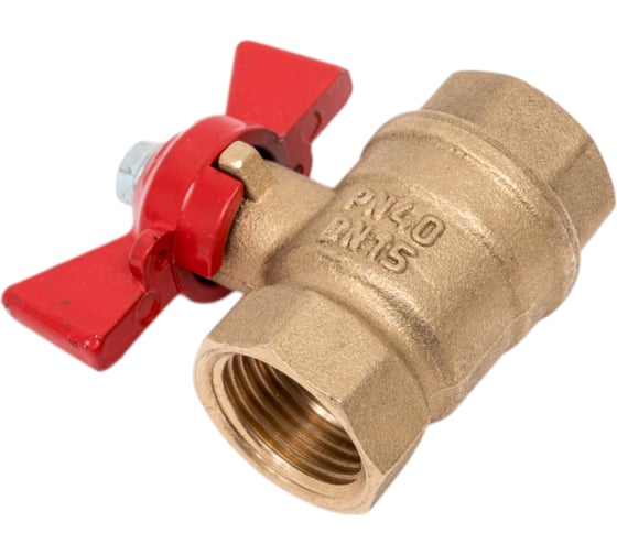 Кран шаровой Valfex N/P59 бирка для воды, 1/2" ВР/ВР, ручка-бабочка, латунный 11Б27фт1М, 96/24 VF.217.LB1.012.N/P59.Bir